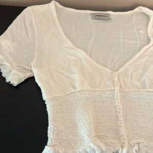 Urban Outfitters Cream Ruffled Crop Blouse